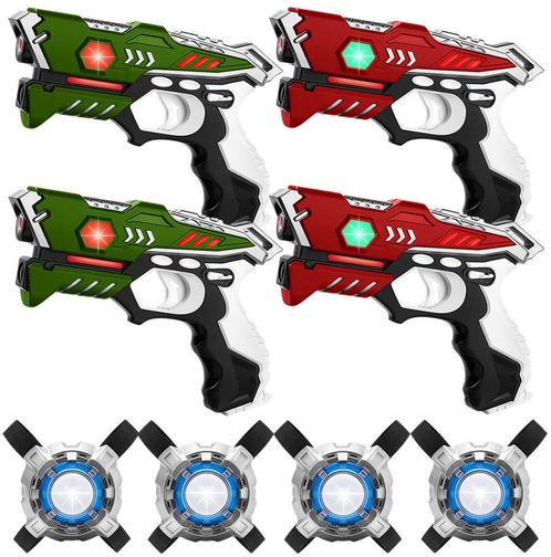 KidsTag Lasergame kopen - 4 laserguns rood/groen + 4 vesten, Kinderen en Baby's, Speelgoed | Buiten | Actiespeelgoed, Nieuw, Ophalen of Verzenden