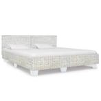 vidaXL Bedframe natuurlijk rattan grijs 180x200 cm, Overige materialen, Eenpersoons, Verzenden, Nieuw