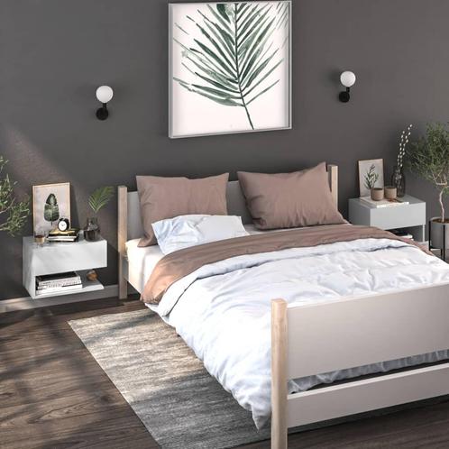 vidaXL Nachtkastjes 2 st wandgemonteerd hoogglans wit, Huis en Inrichting, Slaapkamer | Nachtkastjes, Nieuw, Minder dan 45 cm
