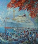 Victor Trip 1912-1975 - Crusseschip in Djakarta., Antiek en Kunst, Kunst | Schilderijen | Klassiek