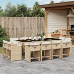 vidaXL 13-delige Tuinset met kussens poly rattan beige, 2 zitplaatsen, Nieuw, Tuinset, Verzenden