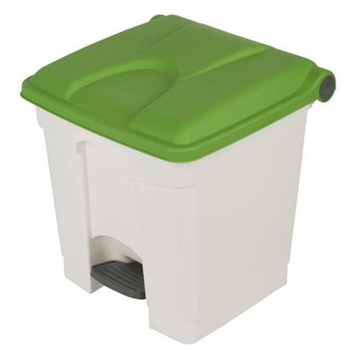 Pedaalemmer | Kunststof (Wit/Groen) | 30L | Klapdeksel |, Zakelijke goederen, Horeca | Keukenapparatuur, Nieuw in verpakking, Verzenden
