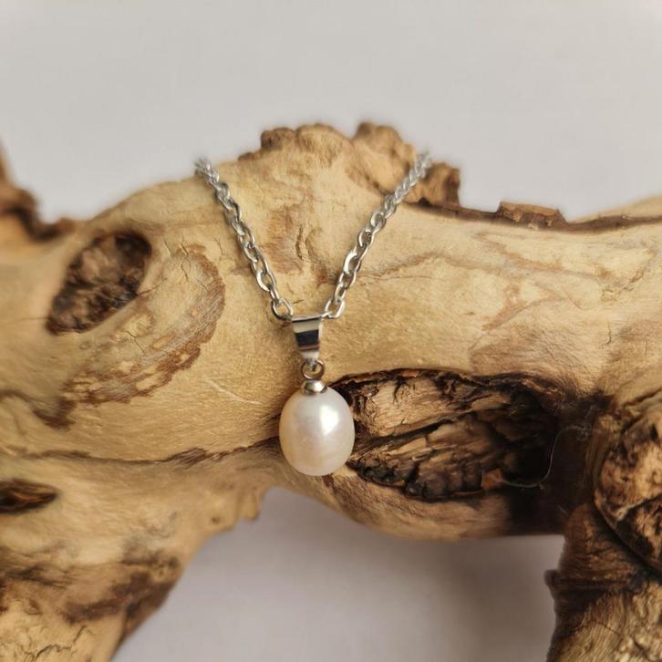 Elegante ketting van Witte Parel drop hanger - zilver, Sieraden, Tassen en Uiterlijk, Armbanden
