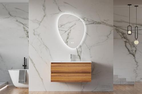 Hangend wastafelmeubel eiken kleur 100cm met wasbak, Doe-het-zelf en Verbouw, Sanitair, Nieuw, Verzenden