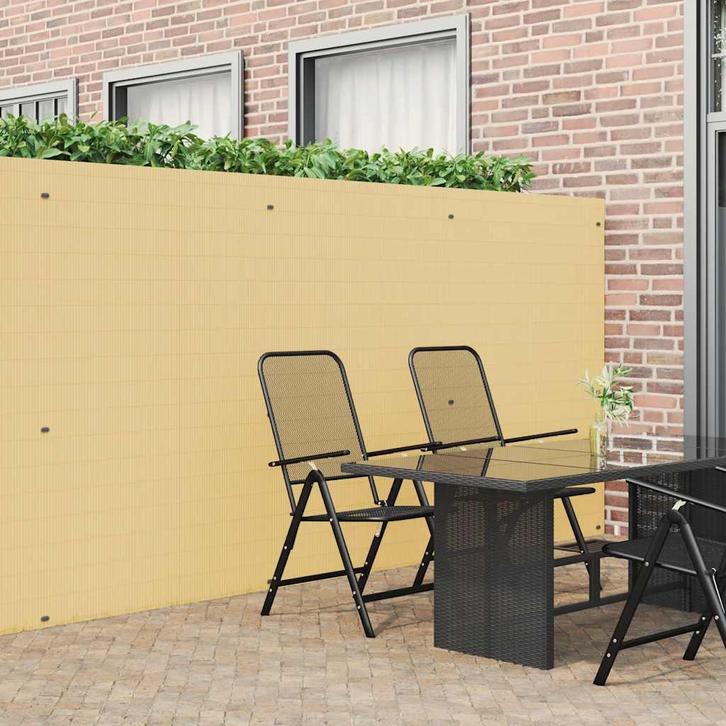 vidaXL Tuinhek Dubbelzijdig Geel 1,8x5 m PVC, Tuin en Terras, Schuttingen, Nieuw, Kunststof, Verzenden