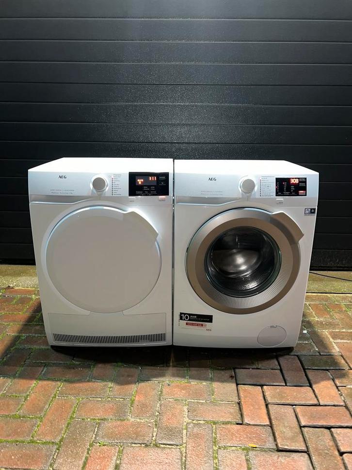 Gave AEG 8KG Wasmachine AEG 8KG Warmtepompdroger!, Witgoed en Apparatuur, Wasmachines, Minder dan 85 cm, 1200 tot 1600 toeren