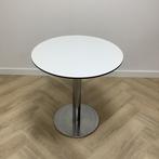 kantinetafel / bijzettafel (hxbxd) 74x7x70 cm, wit - chroom, Ophalen of Verzenden, Gebruikt, Bureau