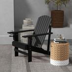 TRUUSK Adirondack Tuinstoel Met Bekerhouder, Massief Hout, Z, Verzenden, Nieuw