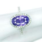 Ring Platina -  4.35ct. tw. Saffier - Diamant - Sri Lanka