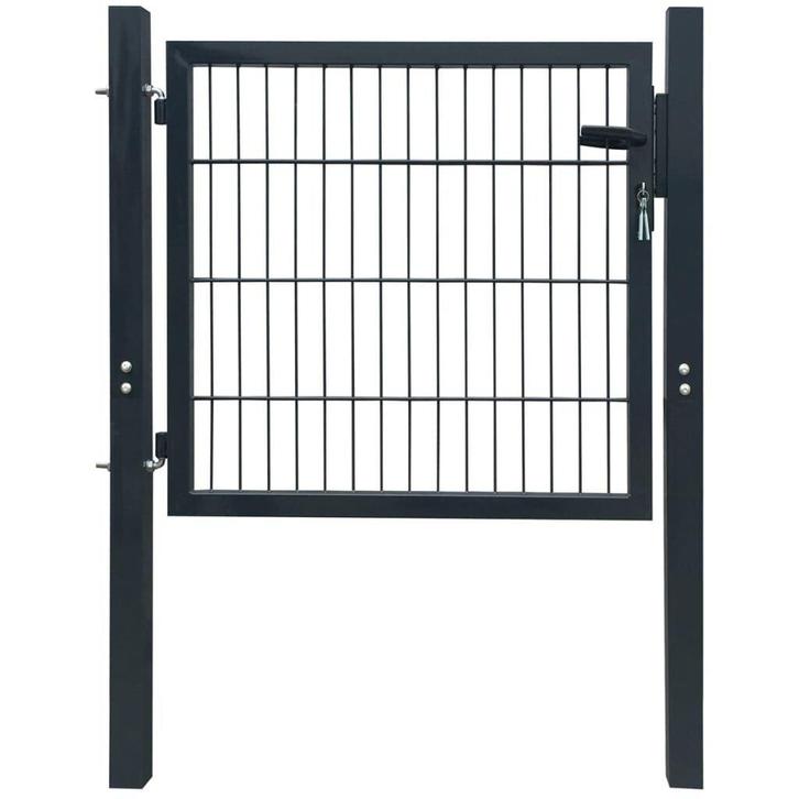 Moderne Tuinpoort Antraciet 106x130cm | OP = OP | 40% Kor..., Tuin en Terras, Tuinhekken en Hekwerk, Met poort, Nieuw, IJzer, Dubbelstaafmat hekwerk