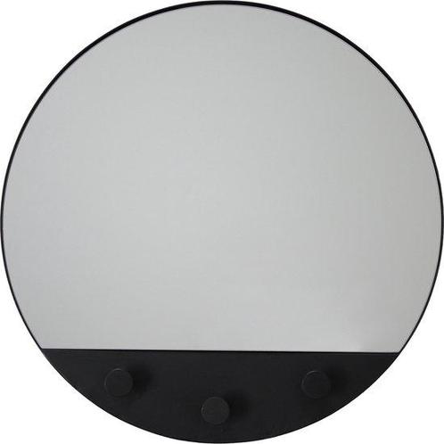 Ronde Metalen Spiegel met haken-Zwart-Housevitamin, Huis en Inrichting, Woonaccessoires | Overige, Verzenden