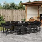 vidaXL 13-delige Tuinset met kussens poly rattan zwart, 2 zitplaatsen, Nieuw, Tuinset, Verzenden