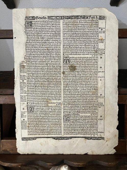 Anonimo Fiorentino - Incunabolo Pagina Bibbia Latina Sheet, Antiek en Kunst, Antiek | Boeken en Bijbels