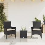 vidaXL 3-delige Bistroset met kussens poly rattan en glas, Verzenden, Nieuw, Rotan