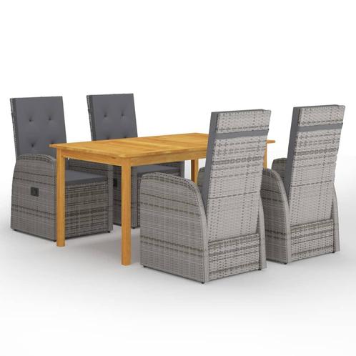 vidaXL 5-delige Tuinset grijs, Tuin en Terras, Tuinsets en Loungesets, Tuinset, Nieuw, 4 zitplaatsen, Hardhout, Verzenden