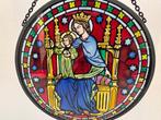 Paneel - Glas, Lood, Messing - Madonna Enthroned, Antiek en Kunst