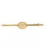 Gouden broche met witte opaal | Vintage (smalle broche), Gebruikt, Overige kleuren, Ophalen of Verzenden, Met edelsteen