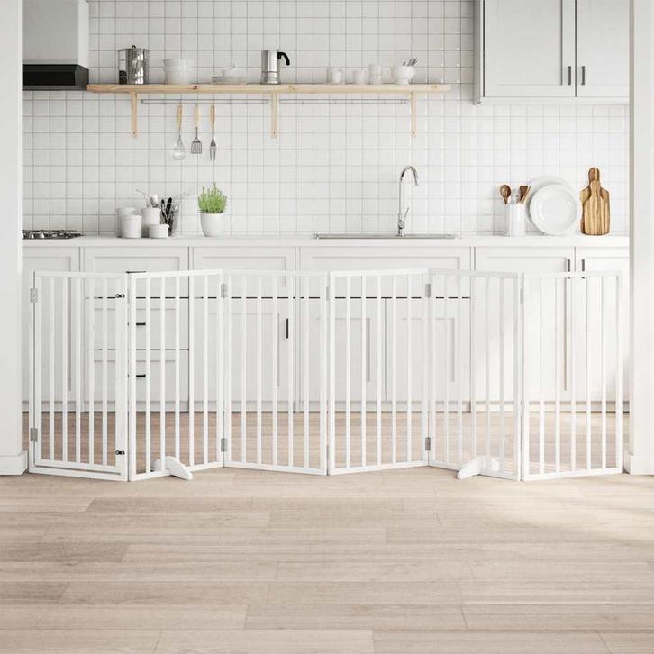 vidaXL Hondenhek met deur opvouwbaar 6 panelen wit 300 cm, Dieren en Toebehoren, Honden-accessoires, Nieuw, Verzenden