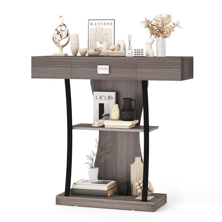 2dekans | Coast T-Vormige Consoletafel Grijs 91 x 30 x 88 cm, Huis en Inrichting, Tafels | Salontafels, Zo goed als nieuw, Ophalen of Verzenden
