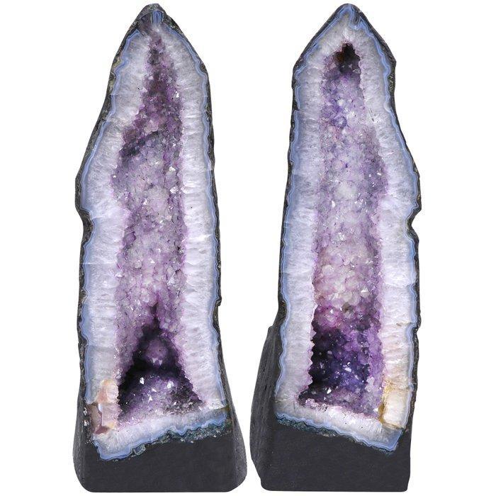 Lavender Amethyst - Matched Pair Geode - 53x16x22 cm- 36, Verzamelen, Mineralen en Fossielen