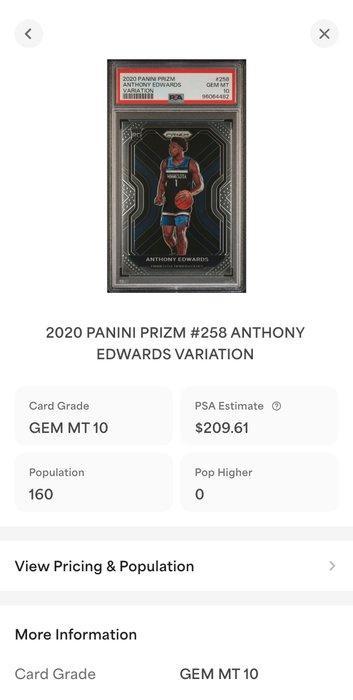 2020 - Panini Prizm - Variation - Anthony Edwards- #258, Verzamelen, Stickers