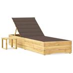 vidaXL Ligbed met tafeltje en kussen geïmpregneerd, Tuin en Terras, Verzenden, Nieuw