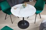 Ronde eettafel LYON 80cm wit glas marmer design zwart, Huis en Inrichting, Tafels | Eettafels, Ophalen of Verzenden, Nieuw