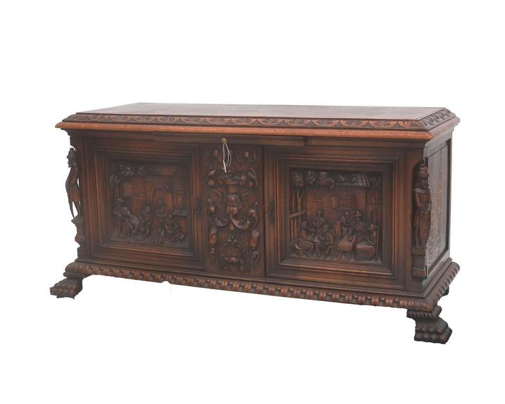 Een eikenhouten dekenkist, 19e/20e eeuw, Huis en Inrichting, Woonaccessoires | Kisten, Gebruikt