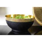 Saladekom zwart metaal met gouden rand 28X13CM, Verzenden, Nieuw