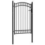 vidaXL Poort met gebogen bovenkant 100x150 cm staal zwart, Verzenden, Nieuw