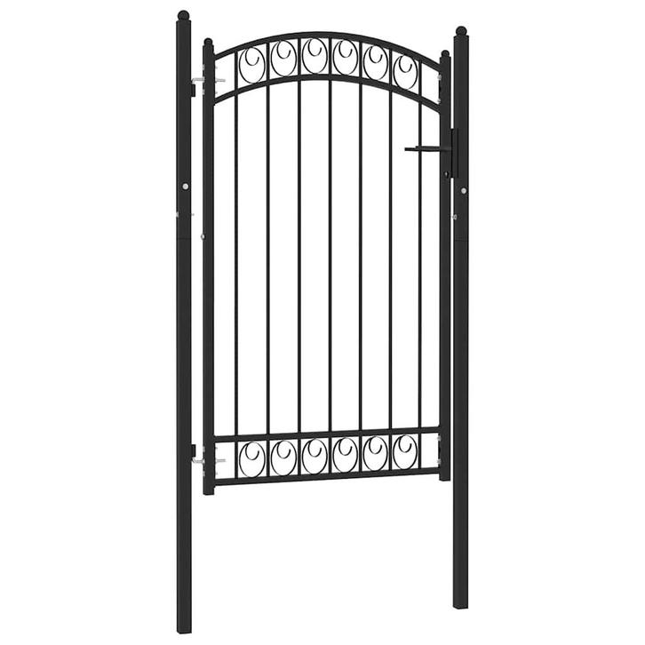 vidaXL Poort met gebogen bovenkant 100x150 cm staal zwart, Tuin en Terras, Tuinpoorten, Nieuw, Verzenden