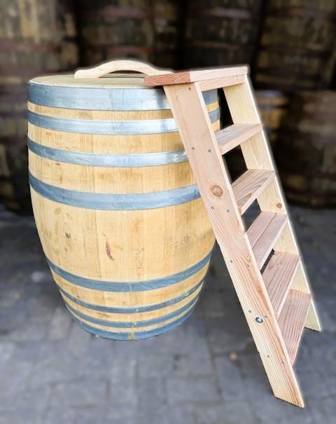 Eiken wijnvat 400L - Dompelbad - Ijsbad - Met trapje - zitje, Tuin en Terras, Regentonnen, 150 liter of meer, Met kraantje, Zo goed als nieuw