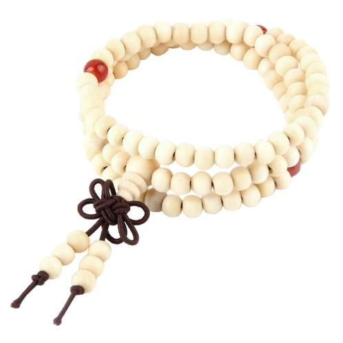 Fako Bijoux® - Buddha Armband - Sandelhout - 6mm - Wit, Sieraden, Tassen en Uiterlijk, Armbanden, Verzenden