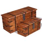 vidaXL 2-delige Opbergkistenset massief hout, Huis en Inrichting, Woonaccessoires | Kisten, Verzenden, Nieuw