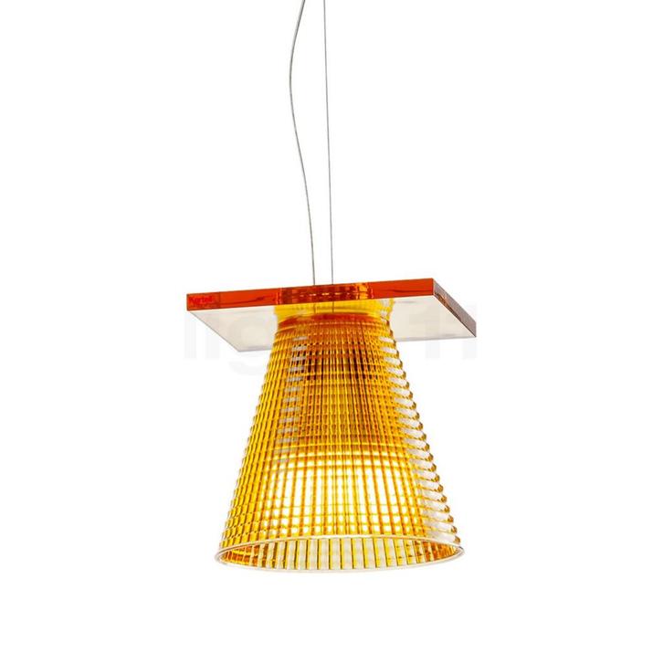 Kartell Light-Air Hanglamp, amber met reliø«f patroon, Huis en Inrichting, Lampen | Hanglampen, Nieuw, Verzenden