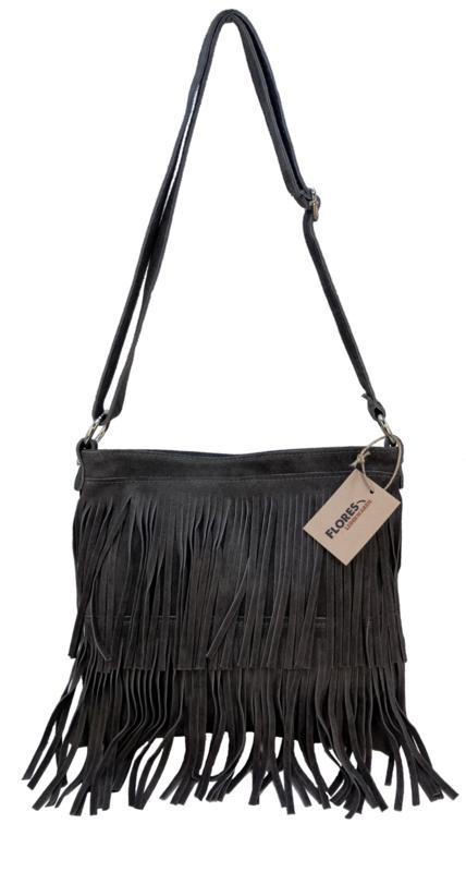 Back to the Sixties Suede Franje tas (grijs), Sieraden, Tassen en Uiterlijk, Tassen | Schoudertassen, Nieuw, Verzenden