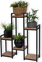 Metalen plantentafel rechthoekig met houten etageres, Huis en Inrichting, Nieuw, Ophalen of Verzenden