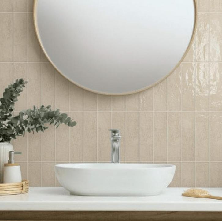 Wandtegel Ragno Lume Dune Handvorm Creme Glans 6,5x23, Doe-het-zelf en Verbouw, Tegels, Minder dan 20 cm, 20 tot 40 cm, 10 m² of meer