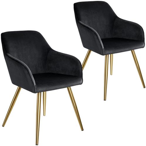 Eetkamerstoel Marilyn fluweellook, gouden poten - zwart/goud, Huis en Inrichting, Stoelen, Verzenden