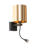 Wandlamp zwart met flexarm en kap goud 15 cm - Brescia, Huis en Inrichting, Lampen | Wandlampen, Nieuw, Kunststof, Modern