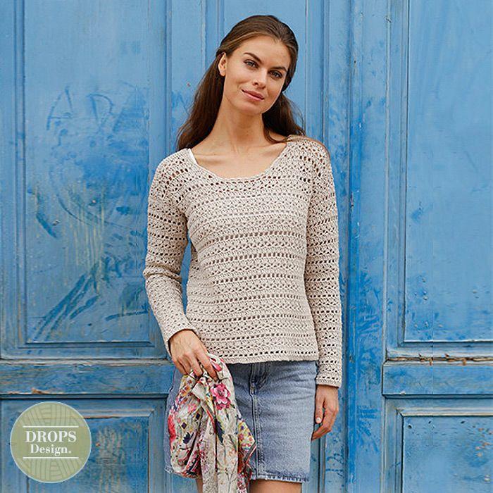 Patroon Gehaakte Trui Miles Away met kantpatroon - Drops, Hobby en Vrije tijd, Breien en Haken, Ophalen of Verzenden