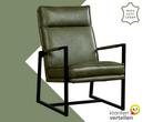Leren fauteuil Square - Granada Moss (olijf/groen), Huis en Inrichting, Fauteuils, Nieuw, Ophalen of Verzenden, 50 tot 75 cm, Industrieel, Modern