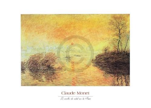 Kunstdruk Claude Monet - Le coucher du soleil la Seine, Huis en Inrichting, Woonaccessoires | Schilderijen, Tekeningen en Foto's