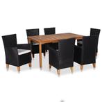 vidaXL 7-delige Tuinset poly rattan zwart en bruin, Tuin en Terras, 6 zitplaatsen, Nieuw, Tuinset, Verzenden