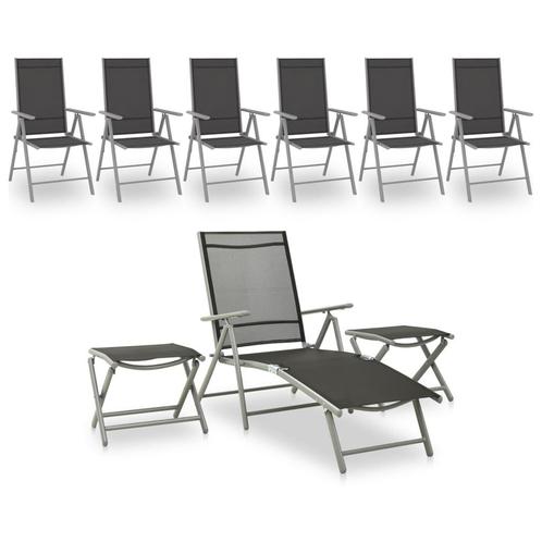 vidaXL 9-delige Loungeset zwart en zilverkleurig, Tuin en Terras, Tuinsets en Loungesets, Loungeset, Nieuw, Aluminium, Verzenden