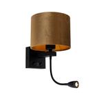 Wandlamp zwart met velours kap brons 18cm - Brescia, Nieuw, Overige materialen, Klassiek / Antiek