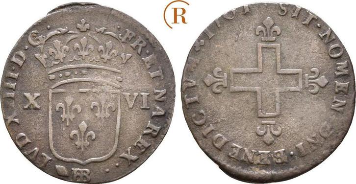16 Deniers Strassburg 1701 Frankreich: Ludwig Xiv, 1643-1..., Postzegels en Munten, Munten | Europa | Niet-Euromunten, Verzenden