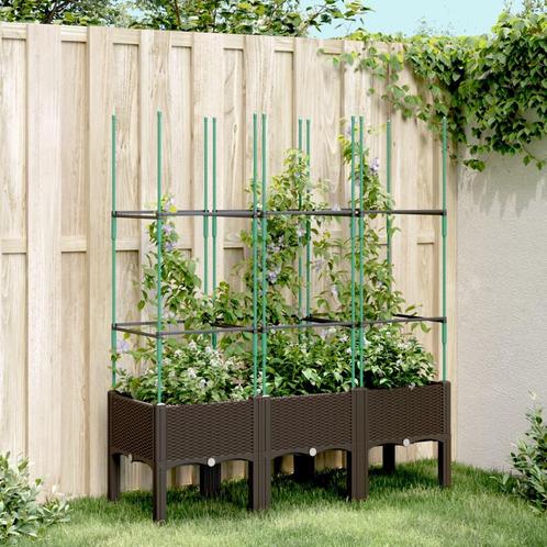 vidaXL Plantenbak met latwerk 120x40x142,5 cm polypropeen, Tuin en Terras, Bloembakken en Plantenbakken, Nieuw, Kunststof, Verzenden