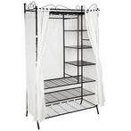 Metalen garderobekast met gordijn 112x207x57cm - zwart, Huis en Inrichting, Kasten | Kledingkasten, Verzenden, Nieuw
