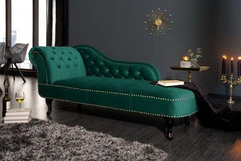 Design chaise longue CHESTERFIELD 170 cm smaragdgroen, Huis en Inrichting, Banken | Bankstellen, Ophalen of Verzenden